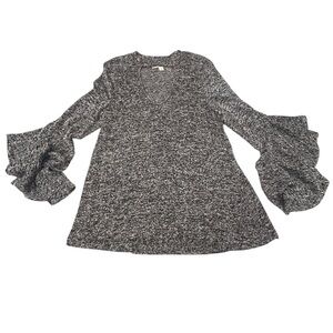 Penelope Project Women’s‎ Salt n Pepper Bell Sleeve Knit Top Small